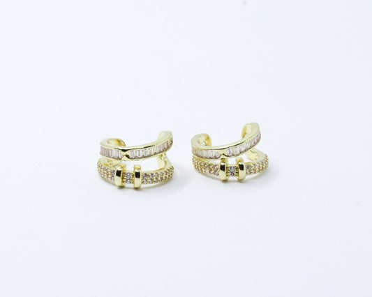 Earcuff Dorado Doble Cristal